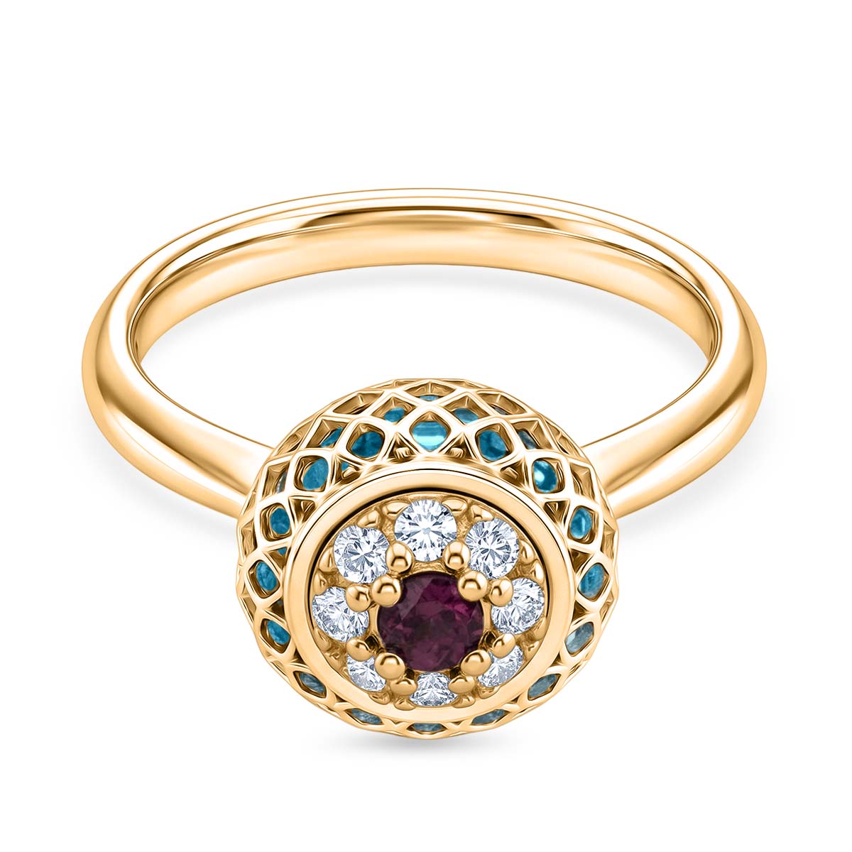 Blue Apatite Ring in Yellow Gold Plated Sterling Silver 2.32 Ct. 8180300 0