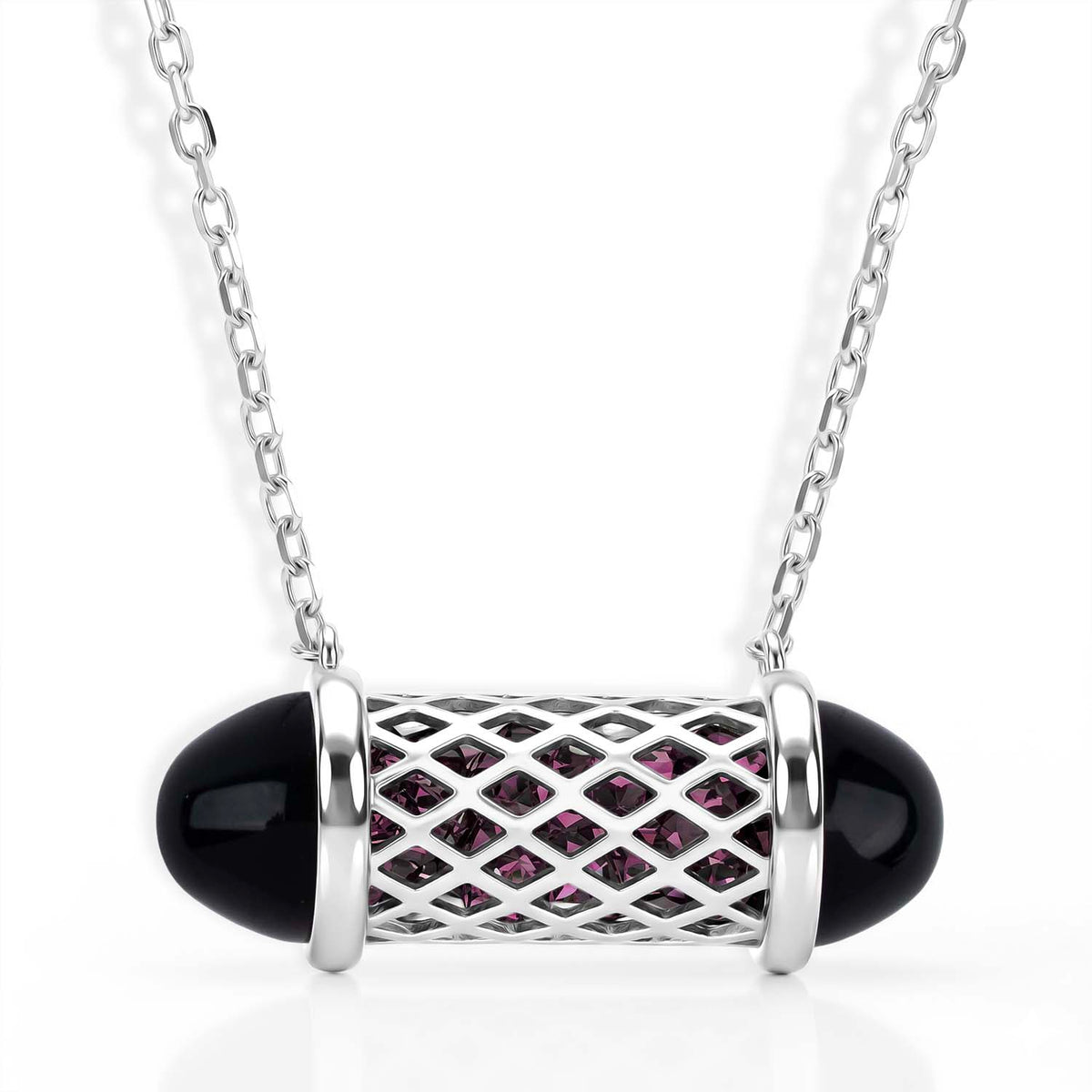 Rhodolite Garnet Necklace (Size - 16 - 2 Ext) with Lobster Clasp Sterling Silver 7.50 Ct. 8180785 0