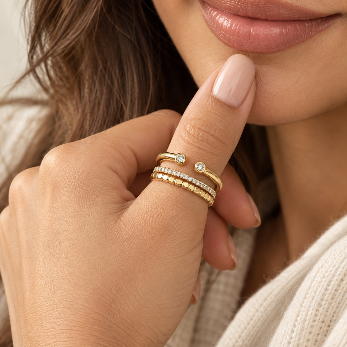 LUXURIANT Lab Grown Diamond Open Thumb Ring in 18K Vermeil Yellow Gold Over Sterling Silver (SI-GH) 8181045 5
