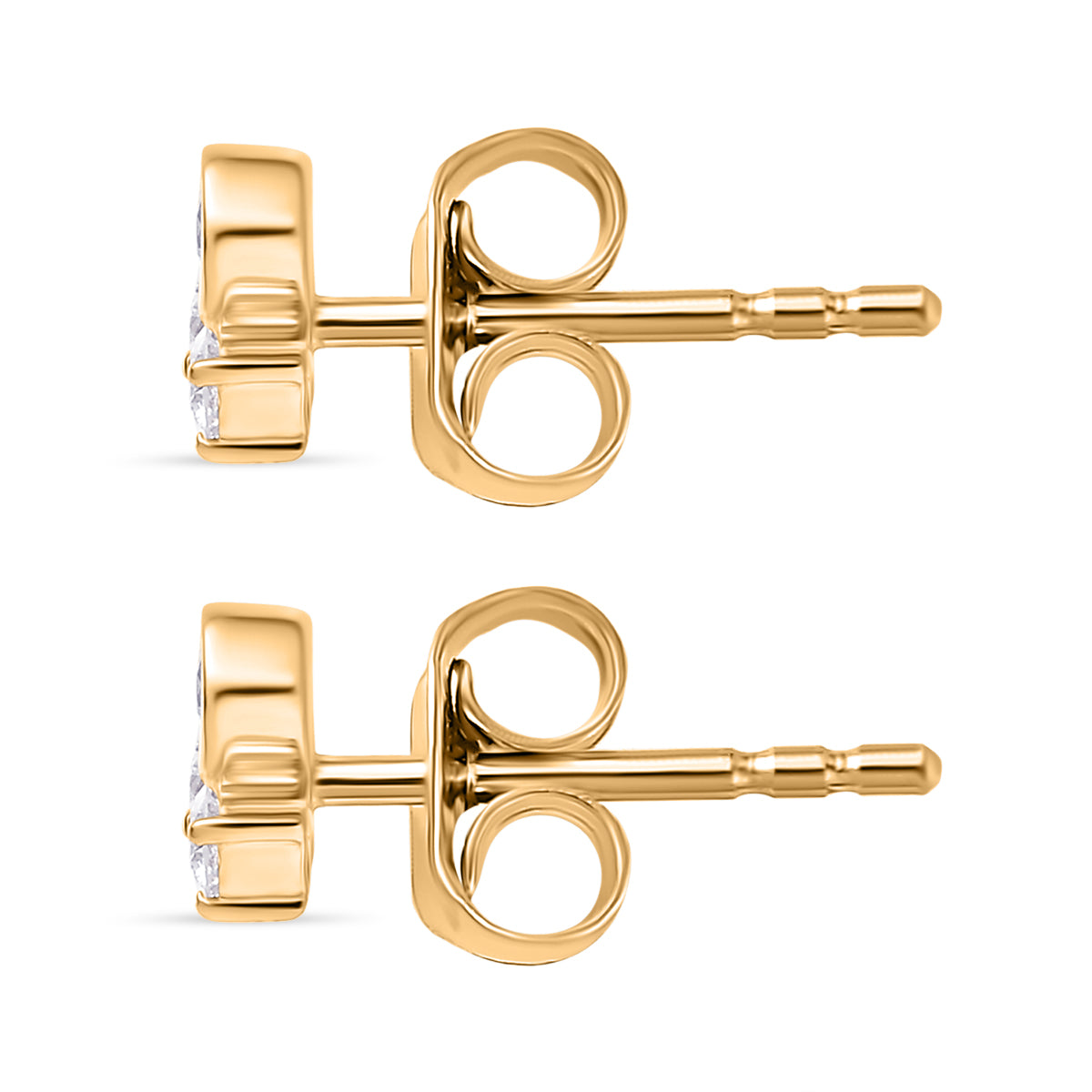 LUXURIANT Lab Grown Diamond 3-Stone Stud Push Post Earring in 18K Vermeil Yellow Gold Over Sterling Silver (SI-GH) 8181108 4