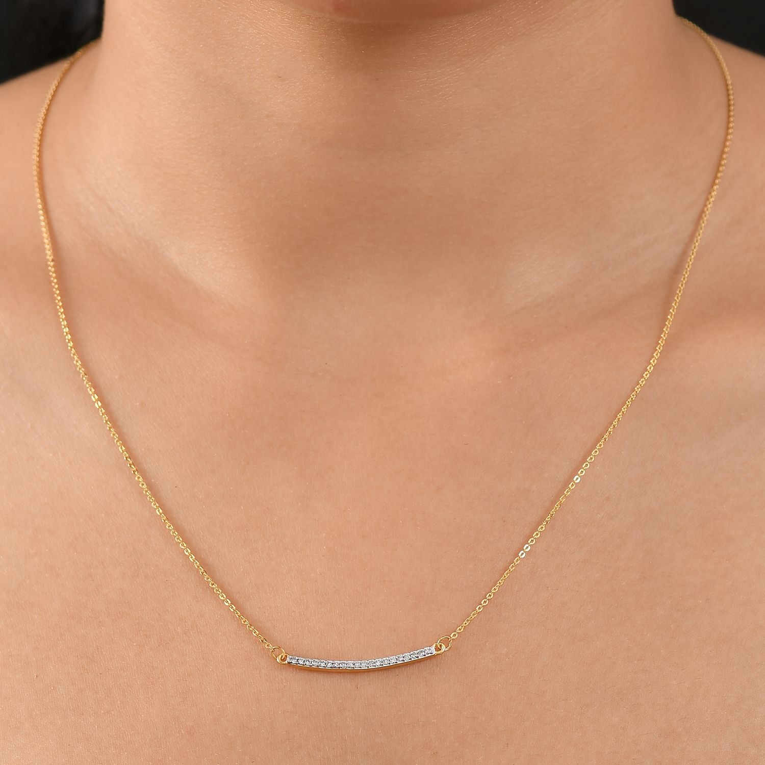 LUXURIANT Lab Grown Diamond Bar Necklace (Size - 20) in 18K Vermeil Yellow Gold Over Sterling Silver 8181114 3