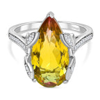D'joy Rainbow Genesis Quartz & White Zircon Garden Flutter Ring in Rhodium Overlay Sterling Silver 8.67 Ct._8181269