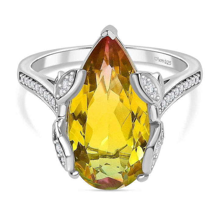 Djoy Rainbow Genesis Quartz, White Zircon Garden Flutter Ring in Rhodium Overlay Sterling Silver 8.67 Ct. 8181269 1