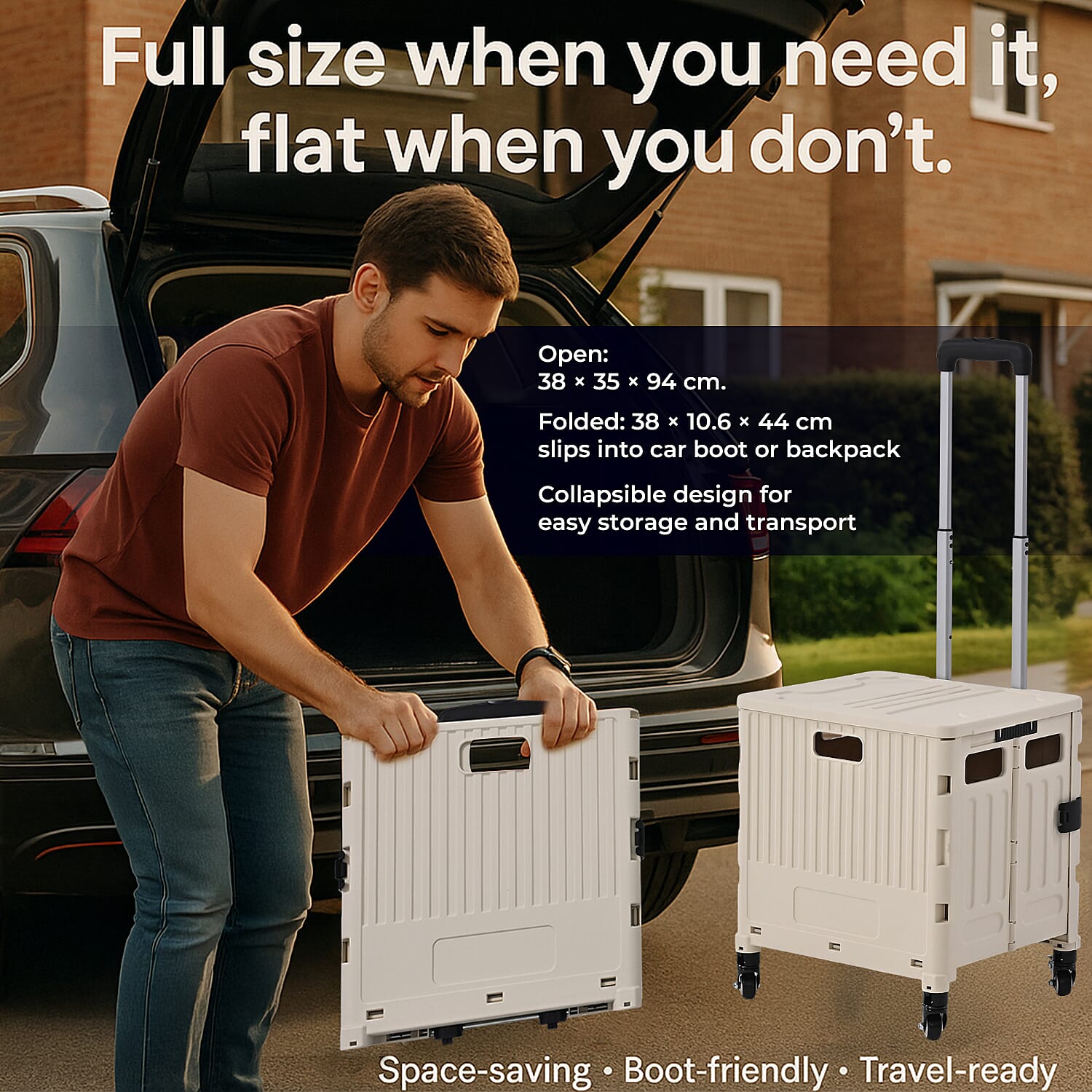 Multipurpose Foldable Shopping Cart - 50kg Capacity - White 8181316 4