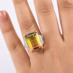 D'joy Rainbow Genesis Quartz Solitaire Blooming Wings Ring in Rhodium Overlay Sterling Silver 16.86 Ct._8181354_2