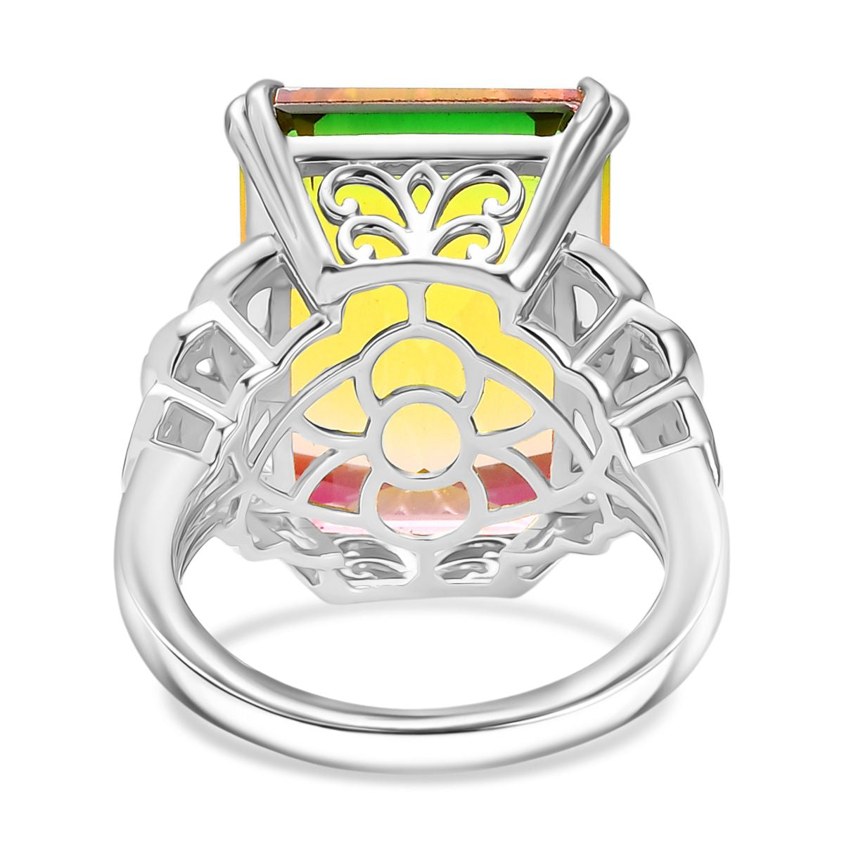 D'joy Rainbow Genesis Quartz Ring in Rhodium Overlay Sterling Silver 16.865 Ct. V32524998 5