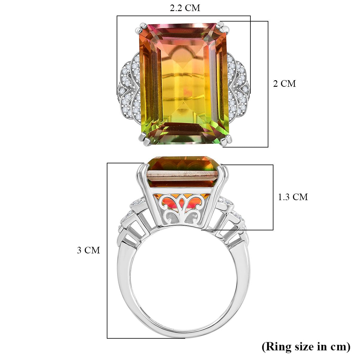 D'joy Rainbow Genesis Quartz Ring in Rhodium Overlay Sterling Silver 16.865 Ct. V32524998 6
