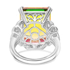 D'joy Rainbow Genesis Quartz Solitaire Blooming Wings Ring in Rhodium Overlay Sterling Silver 16.86 Ct._8181355_4