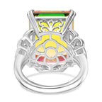 D'joy Rainbow Genesis Quartz Solitaire Blooming Wings Ring in Rhodium Overlay Sterling Silver 16.87 Ct._8181360_4