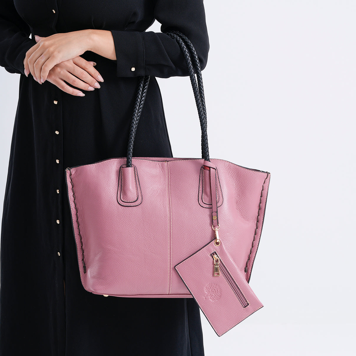Genuine Leather Tote Bag (31.5cm) with Matching Detachable Coin Purse - Pink 8181473 4