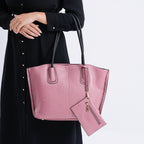 Genuine Leather Tote Bag (31.5cm) with Matching Detachable Coin Purse - Pink_8181473_3