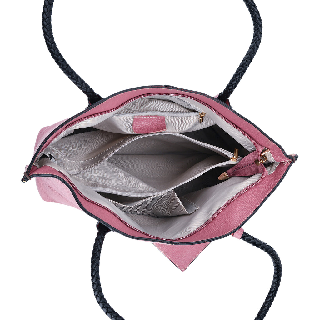 Genuine Leather Tote Bag (31.5cm) with Matching Detachable Coin Purse - Pink_8181473_5
