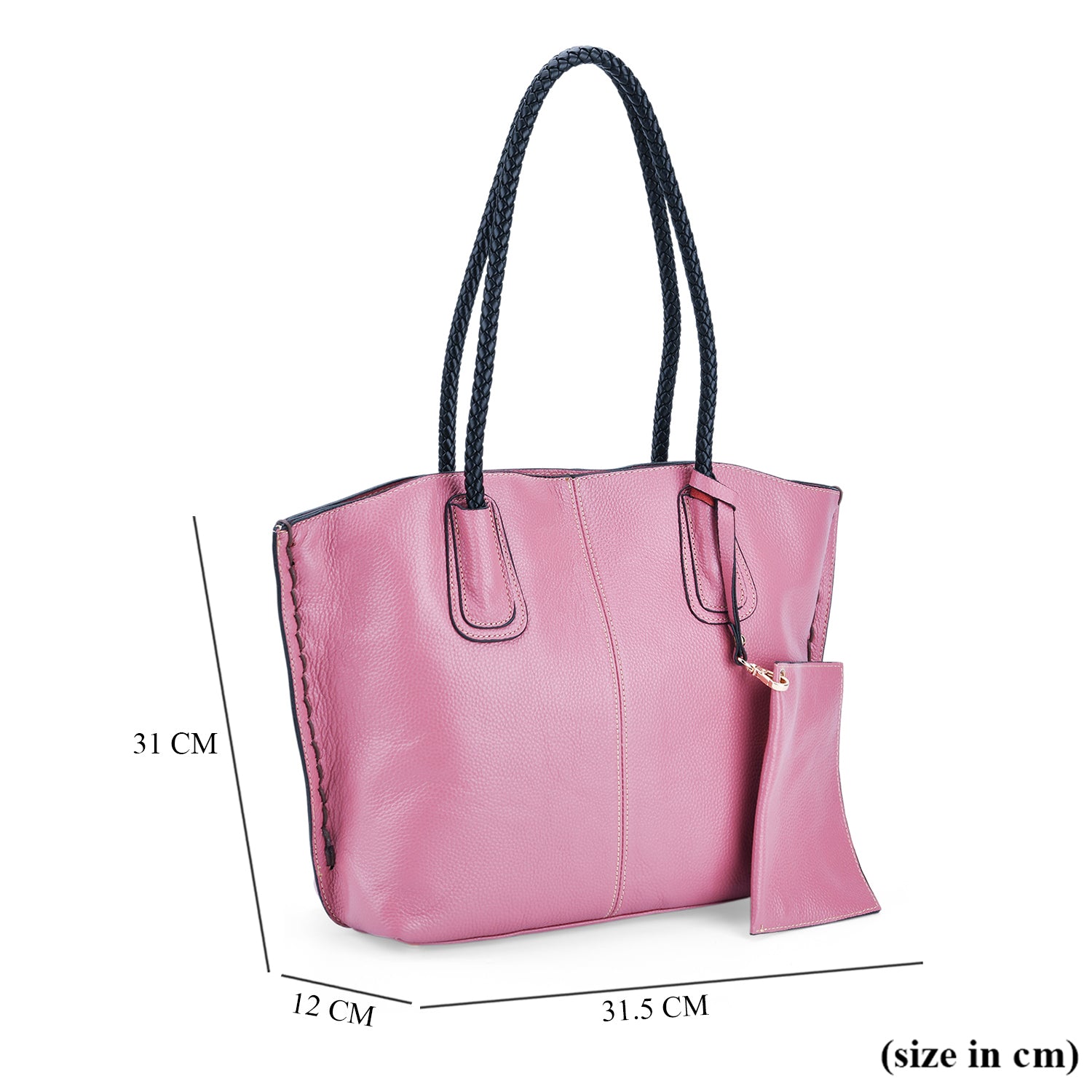 Genuine Leather Tote Bag (31.5cm) with Matching Detachable Coin Purse - Pink 8181473 10