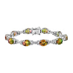 D'joy Rainbow Genesis Quartz & White Zircon Cluster Aurora Bloom Bracelet (Size - 7) with GB Lock Box in Rhodium Overlay Sterling Silver 22.31 Ct, Silver Wt. 12.24 Gms._8181582