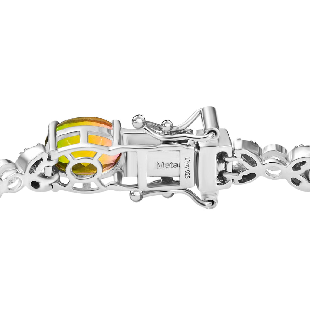D'joy Rainbow Genesis Quartz & White Zircon Cluster Aurora Bloom Bracelet (Size - 8) with GB Lock Box in Rhodium Overlay Sterling Silver 26.65 Ct, Silver Wt. 13.13 Gms._8181585_3