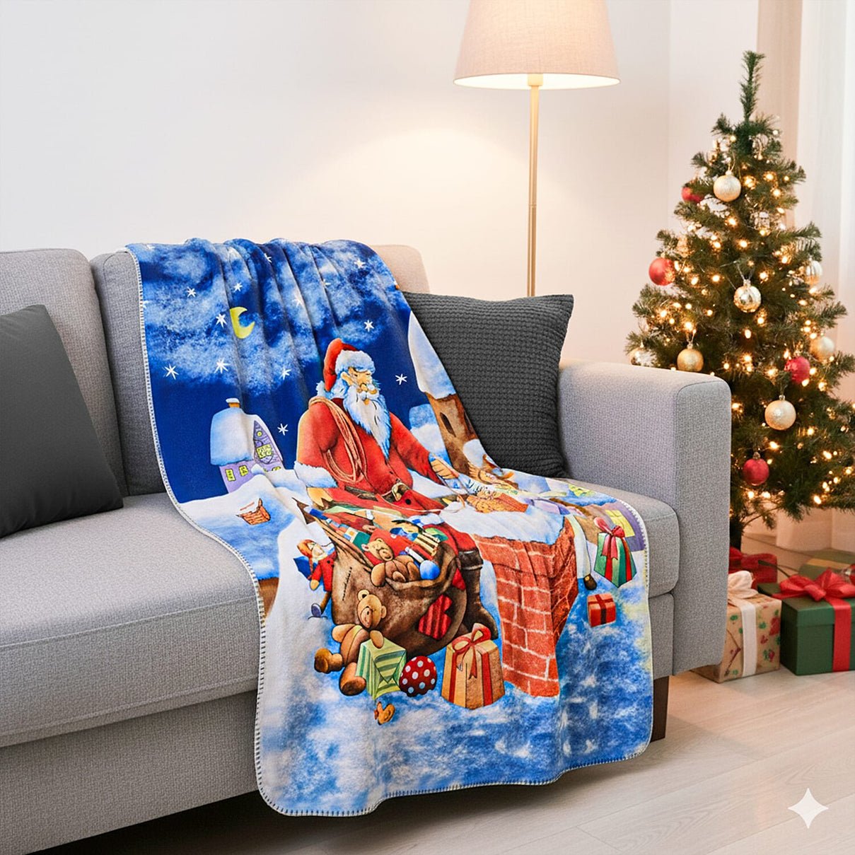 Warehouse Moving Clearance Deal -  Santa &amp; Angel Digital Print Cosy Fleece Throw (220gsm) - Angel -  70 x50in Approx. 8181727 3