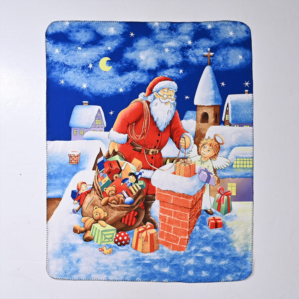 Warehouse Moving Clearance Deal -  Santa &amp; Angel Digital Print Cosy Fleece Throw (220gsm) - Angel -  70 x50in Approx. 8181727 6