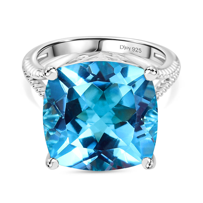 D'Joy Radiant Glacier Quartz Solitaire Ring in Rhodium Overlay Sterling Silver 11.54 Ct. 8181775 1
