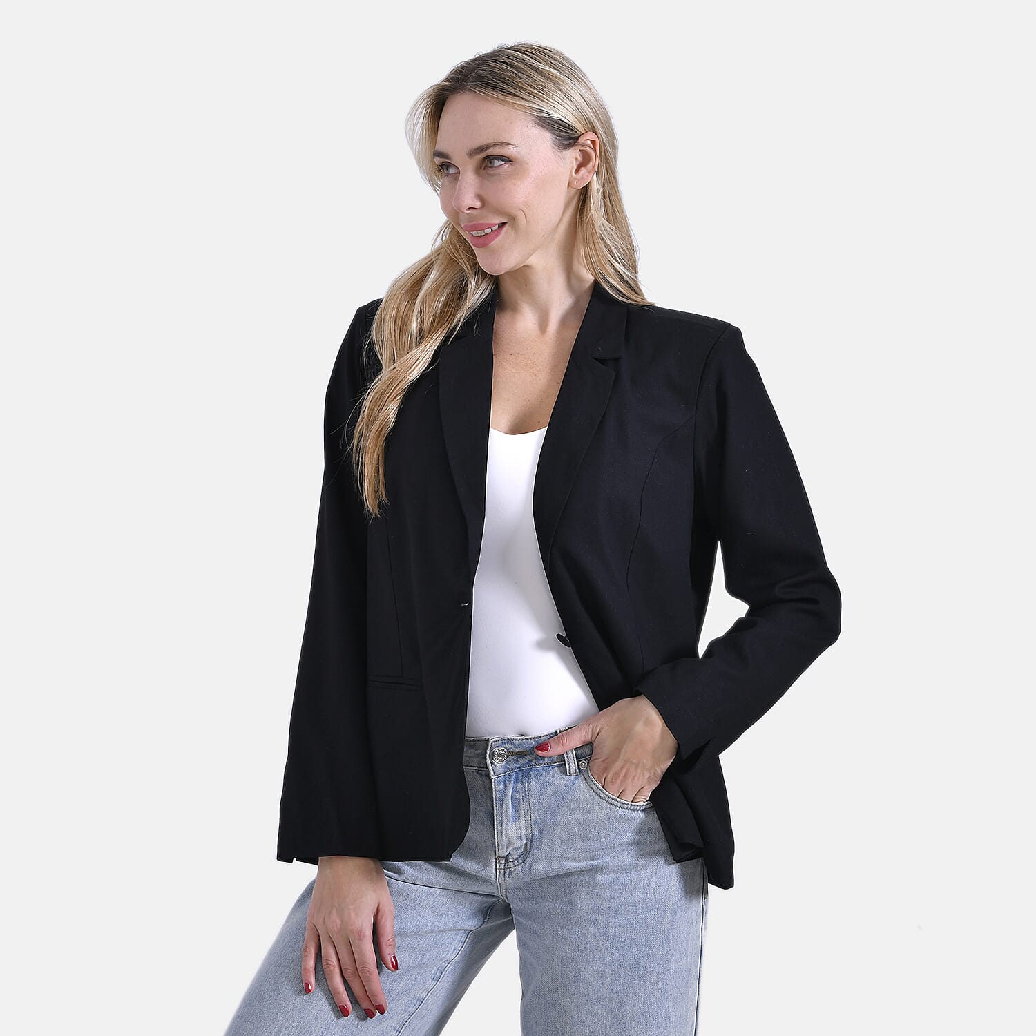 La Marey Classic Linen Blend Blazer with Lapels V32351909 2