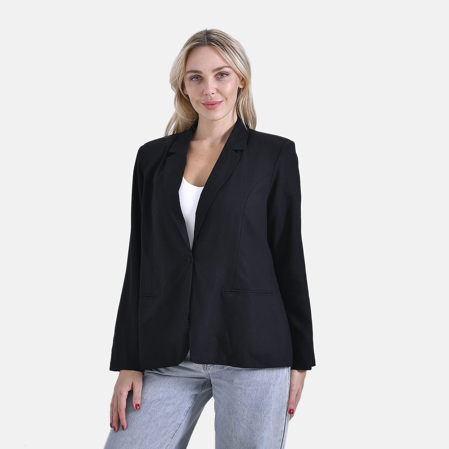 La Marey Classic Linen Blend Blazer with Lapels V32351909 3