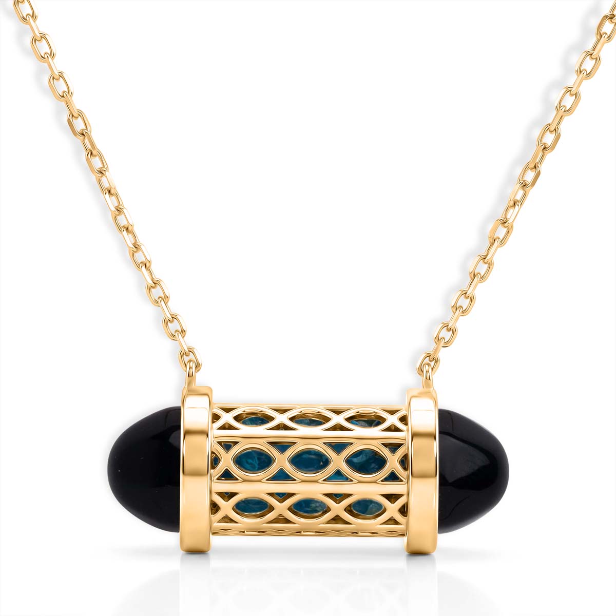 Blue Apatite Necklace (Size - 16 - 2 Ext) with Lobster Clasp in Yellow Gold Plated Sterling Silver 8.00 Ct. 8181807 0