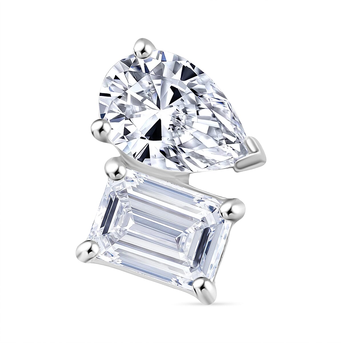 LUXURIANT The TOI ET MOI  1 Ct. Lab Grown Diamond Emerald-Cut and Pear-Cut Pendant in 9K White Gold SGL Certified (VS-EF) 8182223 0