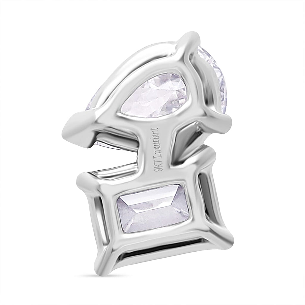 Luxuriant - 9K White Gold SGL Certified (VS-EF) Lab Grown Diamond Emerald & Pear Pendant 1.00 Ct.