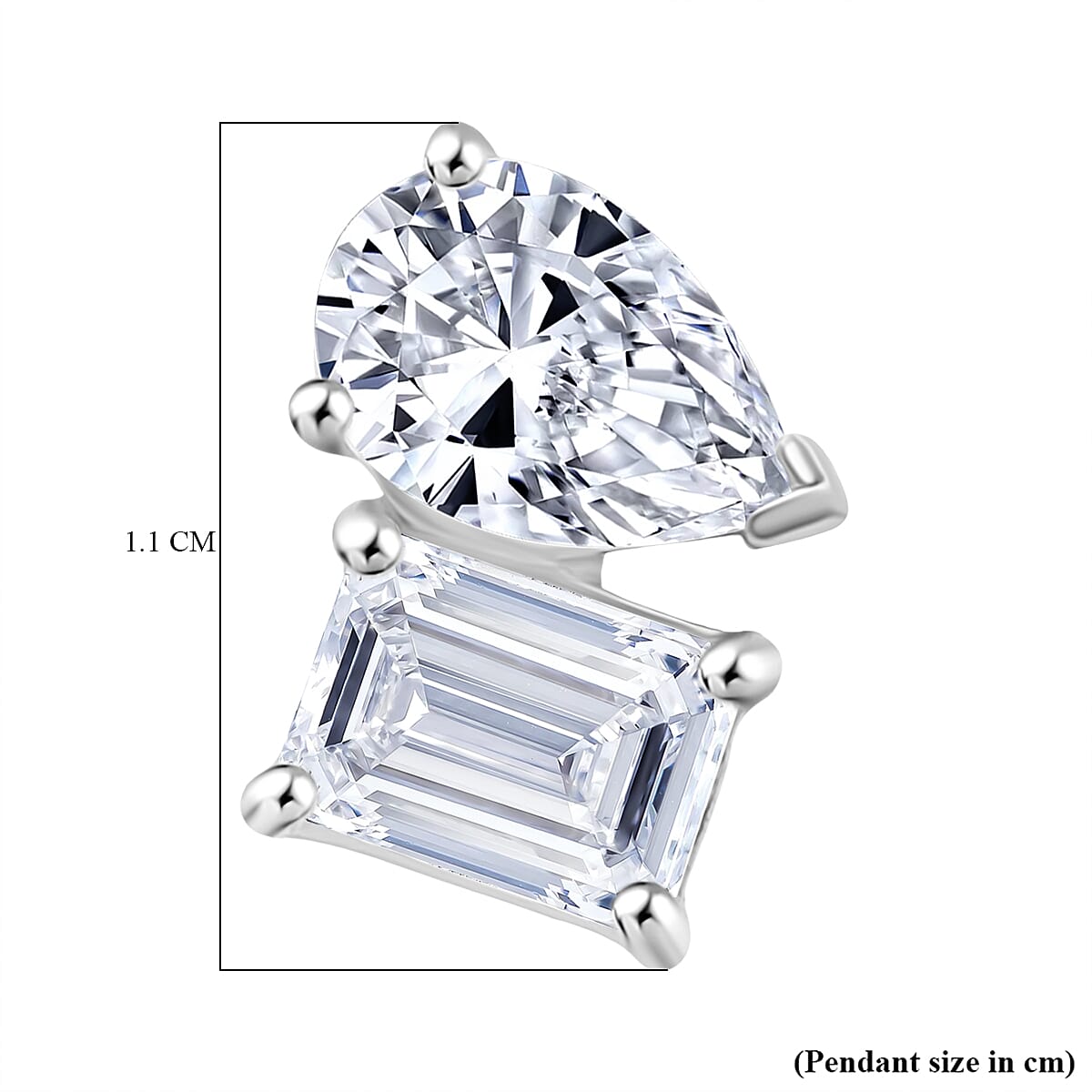 LUXURIANT The TOI ET MOI  1 Ct. Lab Grown Diamond Emerald-Cut and Pear-Cut Pendant in 9K White Gold SGL Certified (VS-EF) 8182223 5