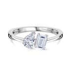 Luxuriant - 9K White Gold SGL Certified Pear & Emerald Cut Lab Grown Diamond (VS-EF) Ring 1.00 Ct.