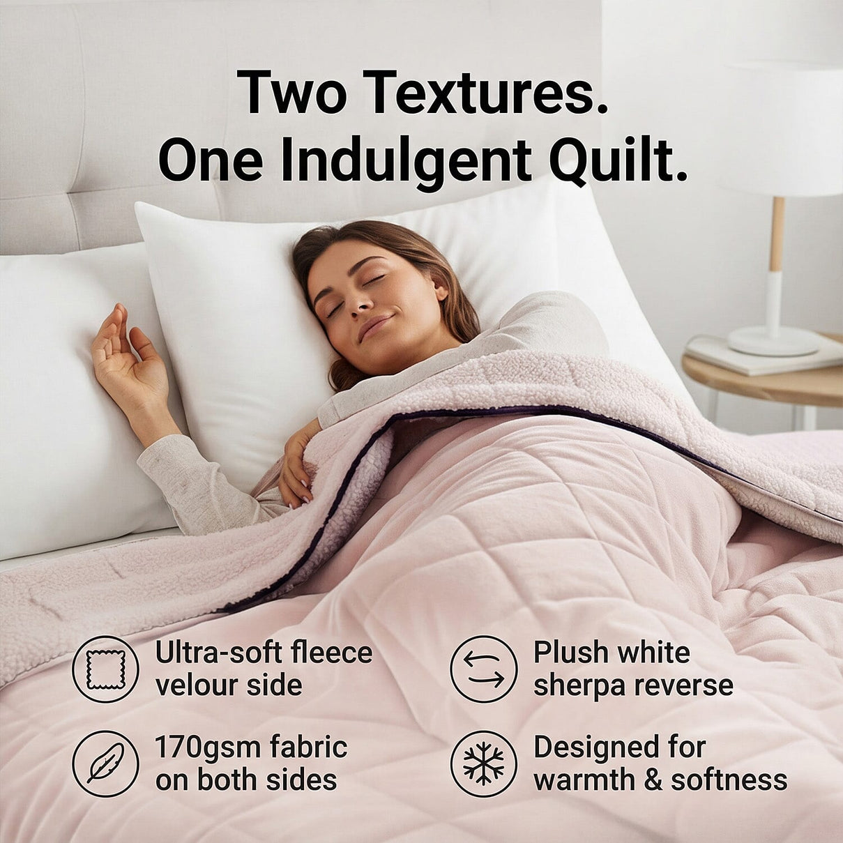 Hush Haven Patterned Quilt (Size 150x1 cm) - Beige &amp; Navy V32519258 3