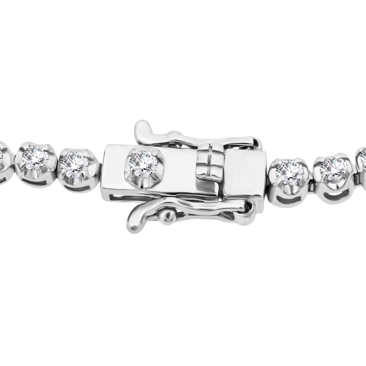 LUXURIANT 2 Ct. Lab Grown Diamond Bracelet (Size - 7.5) in Rhodium Overlay Sterling Silver (SI-GH)) 8182814 2