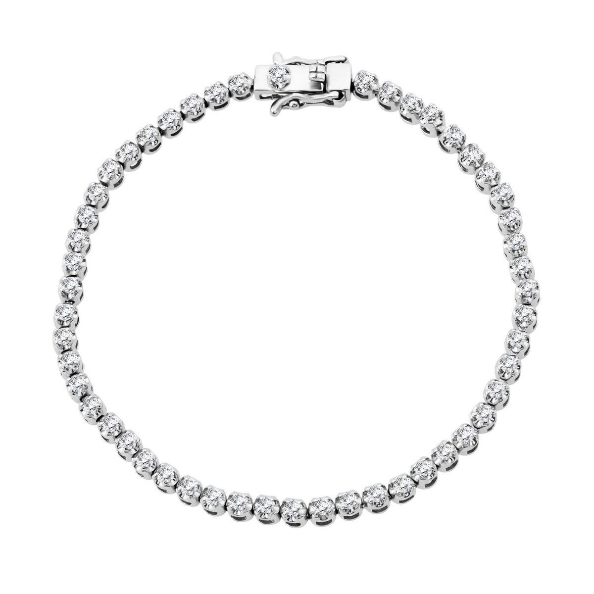 LUXURIANT 2 Ct. Lab Grown Diamond Bracelet with Box Clasp in Rhodium Overlay Sterling Silver 8 Inch SI-GH 8182823 0