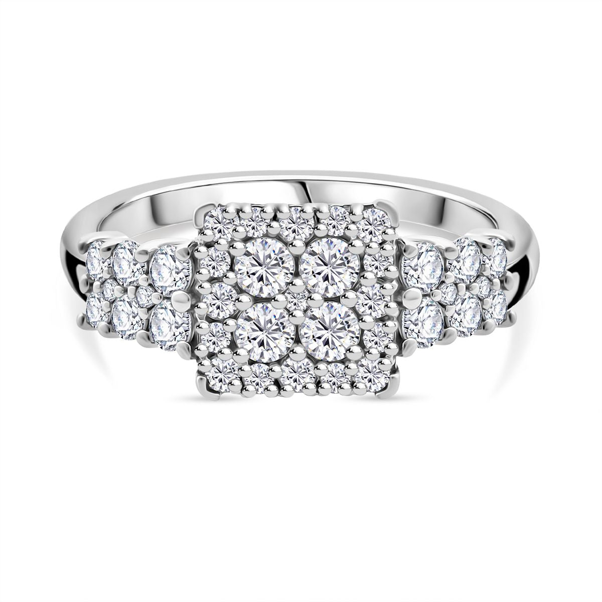Lab Grown Diamond Cluster Ring in Rhodium Overlay Sterling Silver 1 Ct. 8182864 0