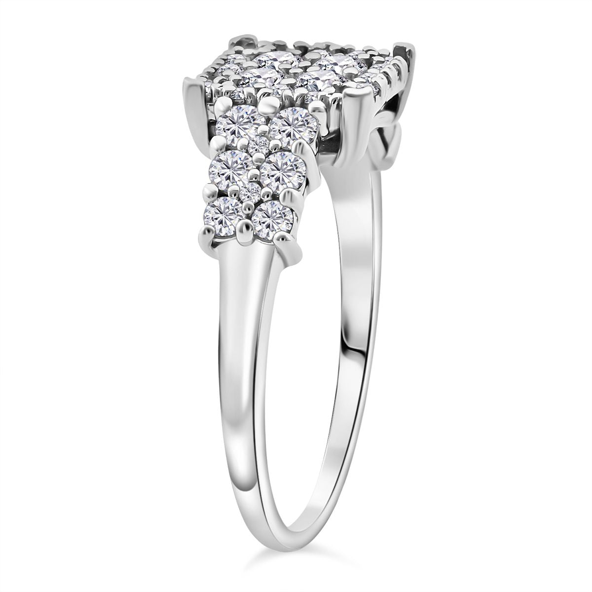 Lab Grown Diamond Cluster Ring in Rhodium Overlay Sterling Silver 1 Ct. 8182864 3