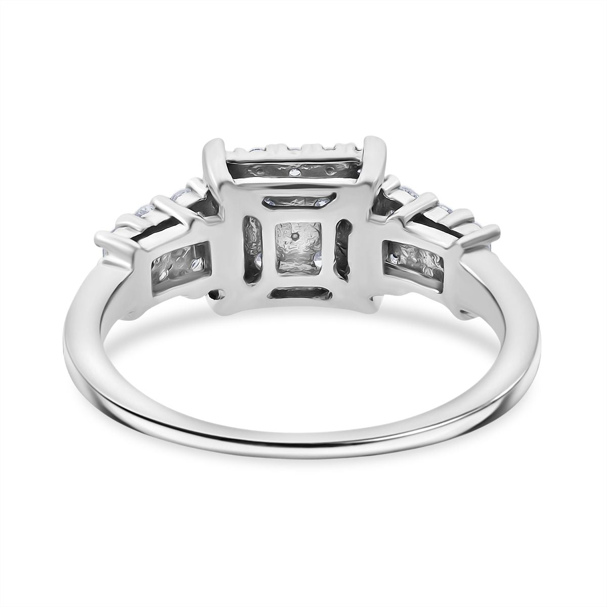 Lab Grown Diamond Cluster Ring in Rhodium Overlay Sterling Silver 1 Ct. 8182864 4