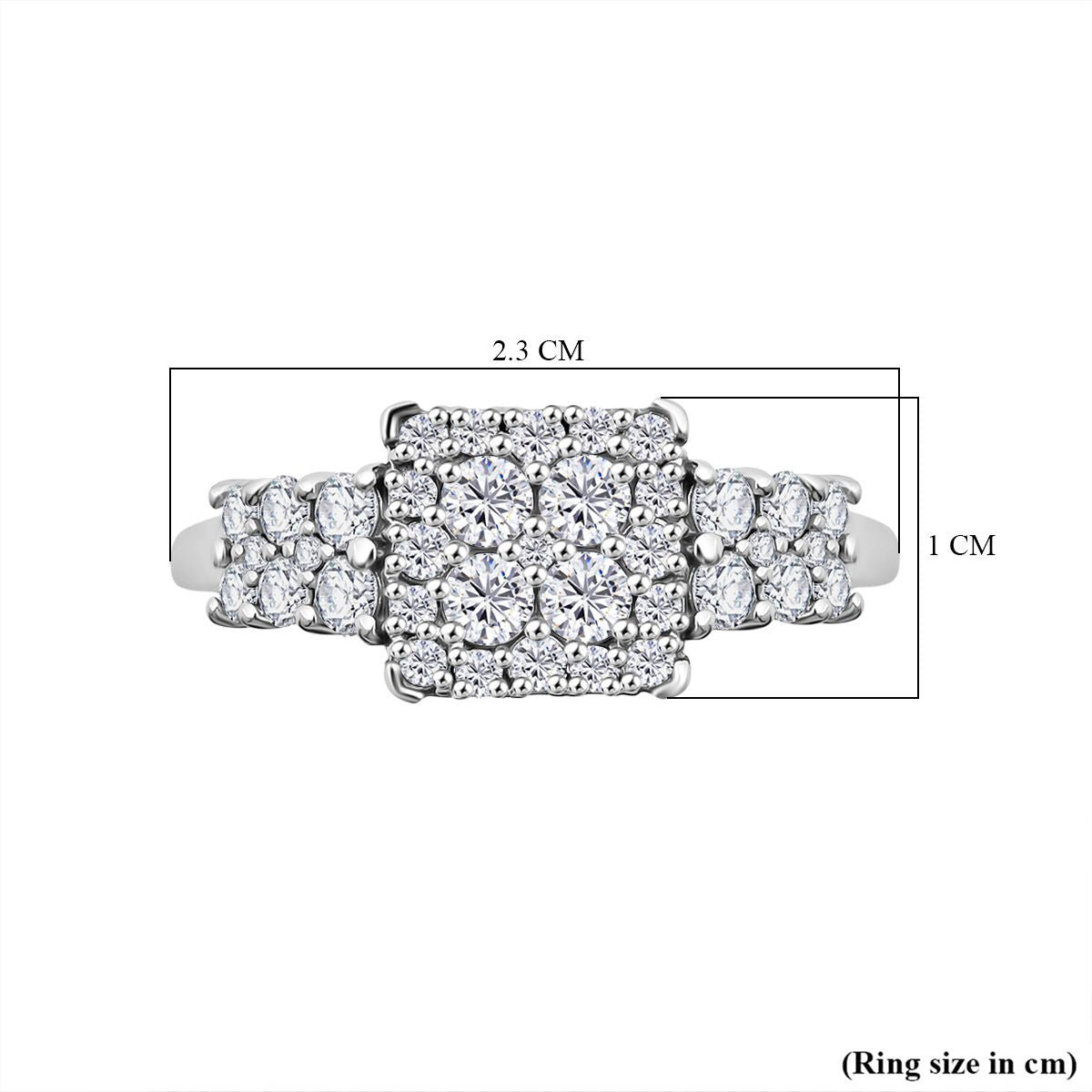 Lab Grown Diamond Cluster Ring in Rhodium Overlay Sterling Silver 1 Ct. 8182864 5