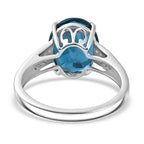 9K White Gold London Blue Topaz & White Diamond (I2-GH) Ring 4.37 Ct.
