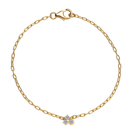 LUXURIANT Lab Grown Diamond 3-Stone Chain Bracelet (Size - 7.5) with Lobster Clasp in 18K Vermeil Yellow Gold Over Sterling Silver (SI-G-H) 8183282 1