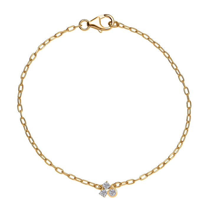 LUXURIANT Lab Grown Diamond 3-Stone Chain Bracelet (Size - 7.5) with Lobster Clasp in 18K Vermeil Yellow Gold Over Sterling Silver (SI-G-H) 8183282 1