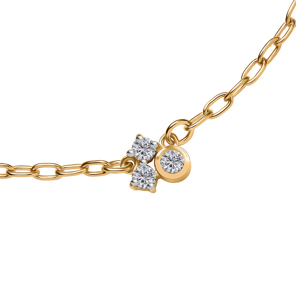LUXURIANT Lab Grown Diamond 3-Stone Chain Bracelet (Size - 7.5) with Lobster Clasp in 18K Vermeil Yellow Gold Over Sterling Silver (SI-G-H) 8183282 4