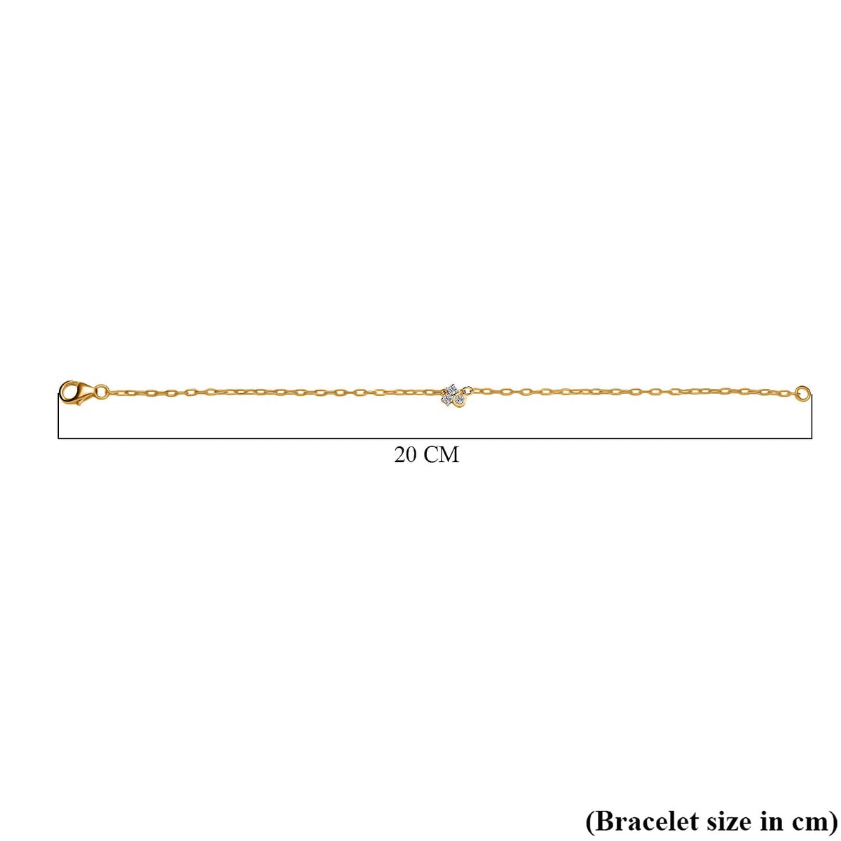 LUXURIANT Lab Grown Diamond 3-Stone Chain Bracelet (Size - 7.5) with Lobster Clasp in 18K Vermeil Yellow Gold Over Sterling Silver (SI-G-H) 8183282 6