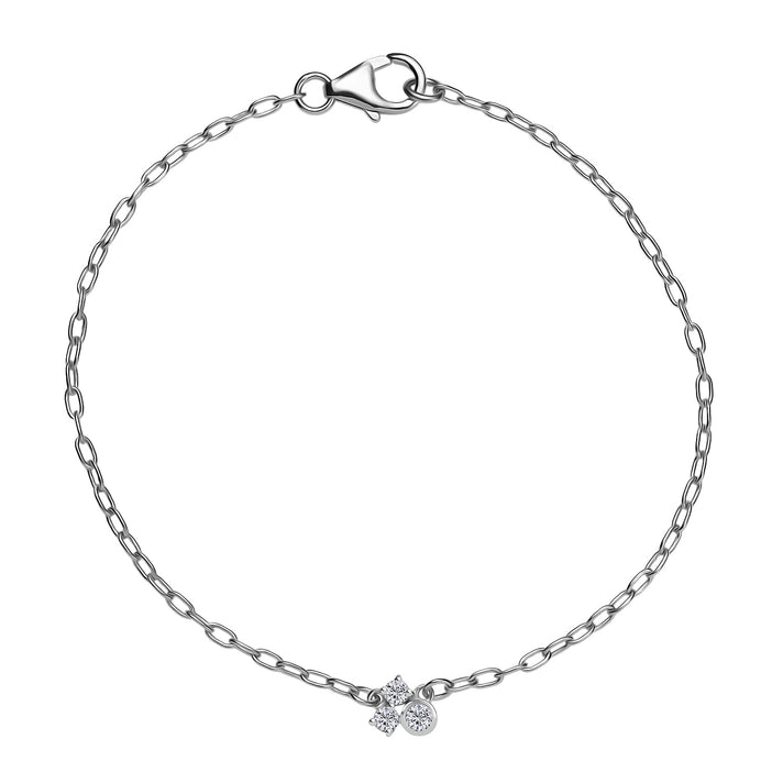 LUXURIANT Lab Grown Diamond 3-Stone Chain Bracelet (Size - 7.5) with Lobster Clasp in Rhodium Overlay Sterling Silver (SI-G-H) 8183283 1