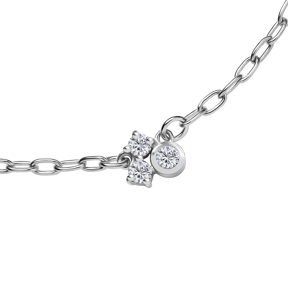 LUXURIANT Lab Grown Diamond 3-Stone Chain Bracelet (Size - 7.5) with Lobster Clasp in Rhodium Overlay Sterling Silver (SI-G-H) 8183283 4