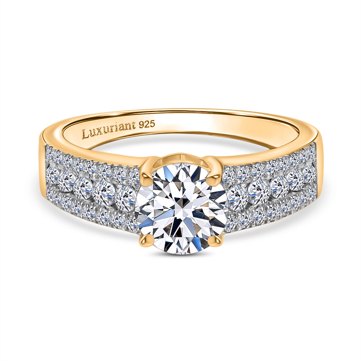 LUXURIANT 1.50 Ct. Lab Grown Diamond Ring in 18K Vermeil Yellow Gold Sterling Silver SGL Certified (SI-G/H) 8183568 0