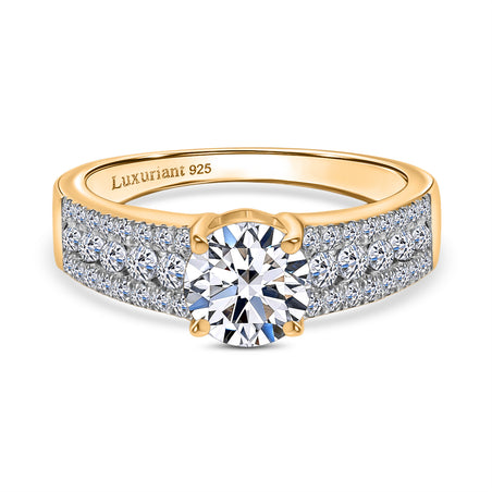 LUXURIANT 1.50 Ct. Lab Grown Diamond Ring in 18K Vermeil Yellow Gold Sterling Silver SGL Certified (SI-G/H) 8183568 1