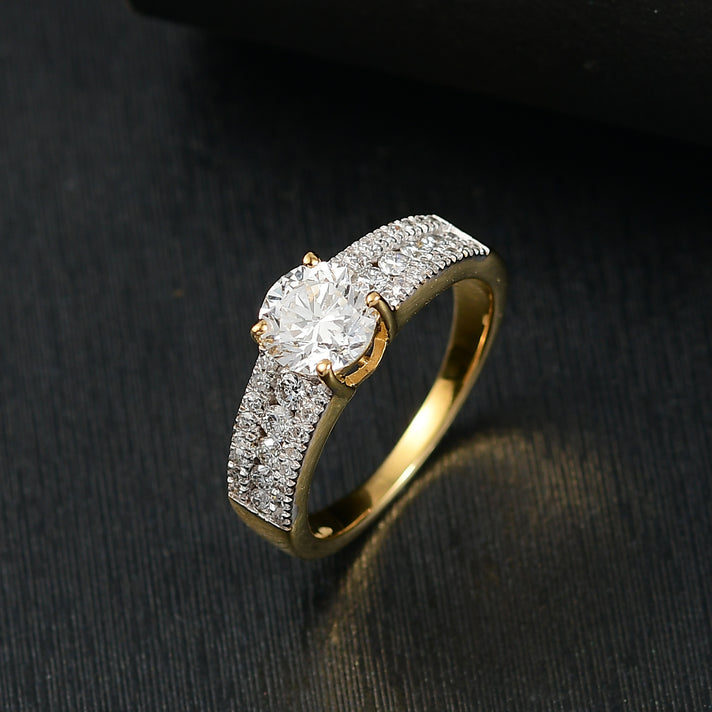 LUXURIANT 1.50 Ct. Lab Grown Diamond Ring in 18K Vermeil Yellow Gold Sterling Silver SGL Certified (SI-G/H) 8183568 2