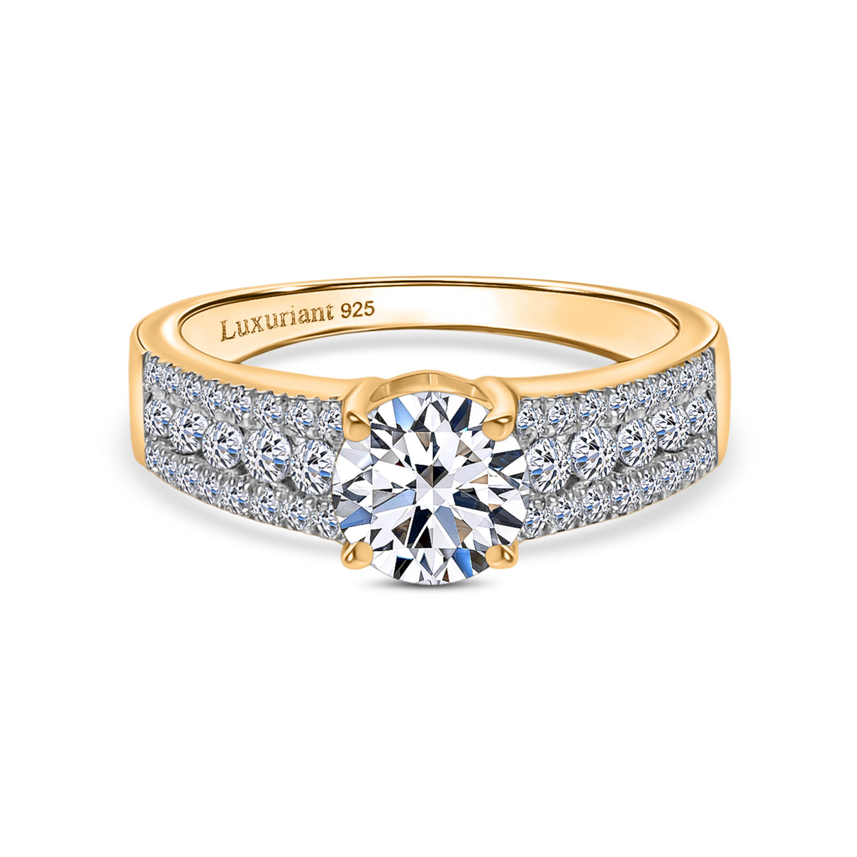 LUXURIANT 1.50 Ct. Lab Grown Diamond Ring in 18K Vermeil Yellow Gold Sterling Silver SGL Certified (SI-G/H) 8183570 0