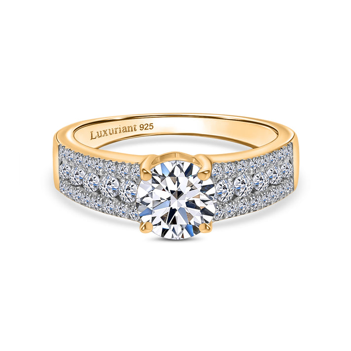 LUXURIANT 1.50 Ct. Lab Grown Diamond Ring in 18K Vermeil Yellow Gold Sterling Silver SGL Certified (SI-G/H) 8183570 1