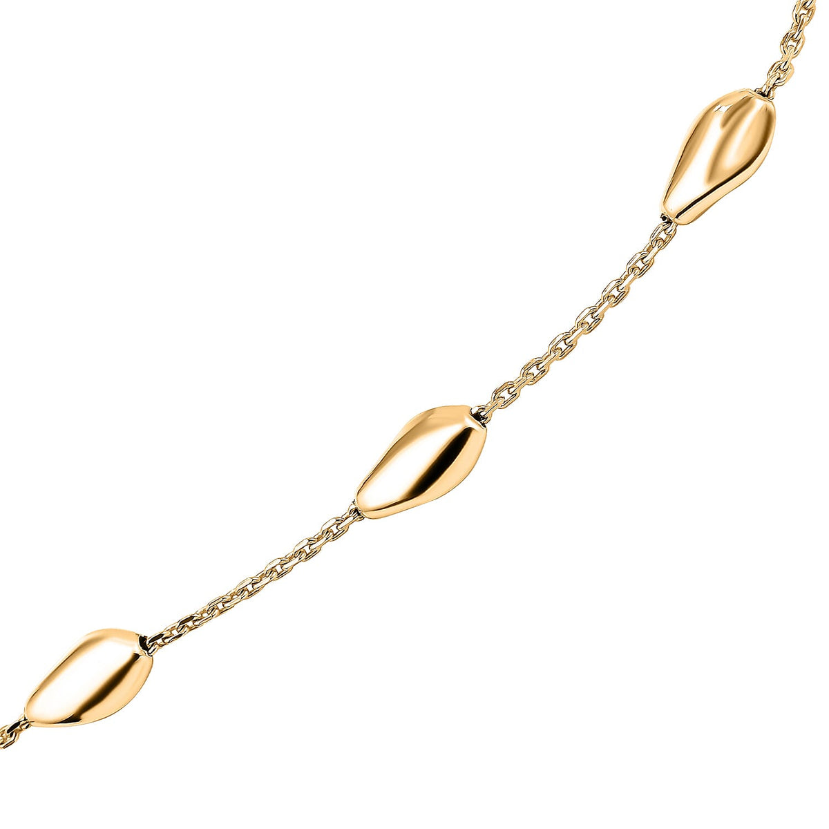 Vicenza Collection Sterling Silver 4.9MM Station Chip Lunga Necklace (Size - 20) with Lobster Clasp in Yellow Gold Plating V32516354 2