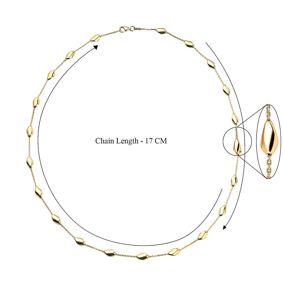 Vicenza Collection Sterling Silver 4.9MM Station Chip Lunga Necklace (Size - 20) with Lobster Clasp in Yellow Gold Plating V32516354 4
